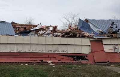 A poultry barn at Tennessee State University was damaged by a recent tornado, but the birds inside all survived. (Tennessee Poultry Association | Twitter)