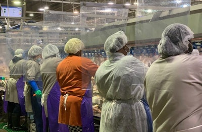 In an effort to protect its workers at the Tyson Foods poultry plant in Camilla, Georgia, the company has installed workplace dividers and is requiring its team members to wear face coverings. Four employees at that plant have died due to complications related to COVID-19. (Tyson Foods)