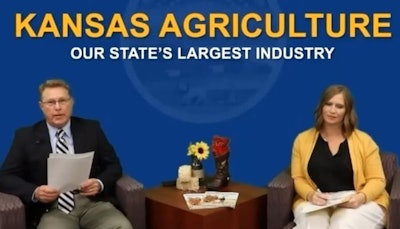 Kansas Secretary of Agriculture Mike Beam and Deputy Secretary of Agriculture Kelsey Olson welcome participants of the Kansas Ag Growth Summit, an event held virtually in July and August. (Screenshot from YouTube)