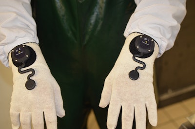 Wearable sensors attached to gloves provide supervisors with real-time data that could improve labor productivity and effectiveness. (Iterate Labs)