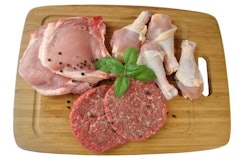 meat poultry and pig in chopper