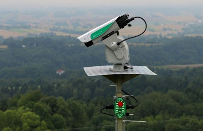 This laser system was used in a Wageningen University study on the use of lasers to deter wild birds in an attempt to keep poultry from becoming infected with avian influenza virus. (Bird Control Group)