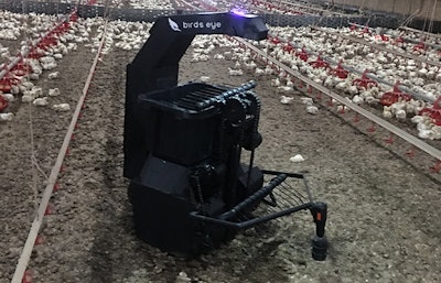 The poultry mortality recovery robot uses computer vision and neural networks to detect deceased birds. (Birds Eye Robotics)