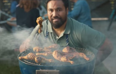 Dave may be a master barbecuer, but an advertising campaign for Steggles Chicken from Baiada Poultry says the true hero here is the Steggles chicken on the grill. (Screenshot from YouTube)