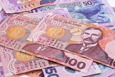 Close up of dollar notes in New Zealand currency