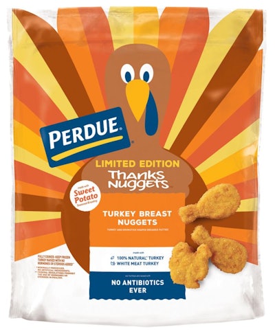 Perdue ThanksNuggets, a turkey nugget product, is returning to a nationwide rollout for the 2021 Thanksgiving season. (Courtesy of Perdue Farms)