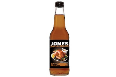 Jones Soda is selling 35,000 bottles of Turkey & Gravy Soda in advance of Thanksgiving. (Courtesy Jones Soda)