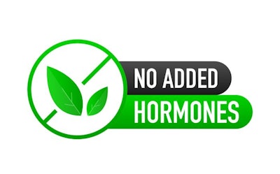 No added hormones, no added antibiotics green flat banner on white background. Vector illustration.