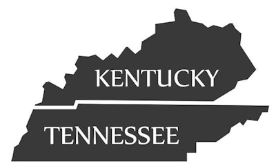 Kentucky - Tennessee - Alabama - Georgia - Florida Map labelled black illustration
