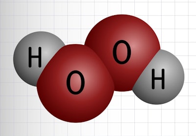 Hydrogen Peroxide, perhydrol, H2O2 molecule. It is peroxide, oxidizing agent with disinfectant, antiviral, anti-bacterial activities. Sheet of paper in a cage. Vector illustration