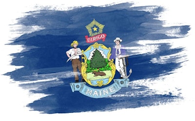 Maine state flag brush stroke, Maine flag background