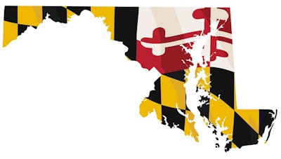 Maryland with USA flag and Maryland flag embedded isolated vector illustration