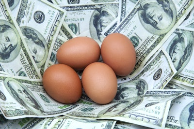 Egg nest of hundred dollar bills