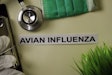 Avian Influenza with inspiration and healthcare/medical concept on desk background