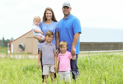 The Bass family in Clinton, North Carolina, are among the many growers who raise broilers on a contract basis with an integrator. (Courtesy Sanderson Farms)