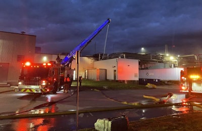The Cargill poultry plant in London, Ontario, was the scene of a fire on May 23. (London Fire Department | Twitter)