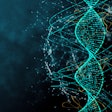 Digital blue DNA texture. Innovation, medicine and technology concept. 3D Rendering