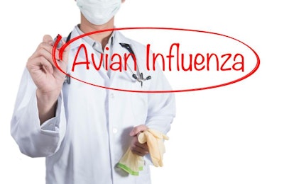 Doctor using red pen draw circle on avian influenza
