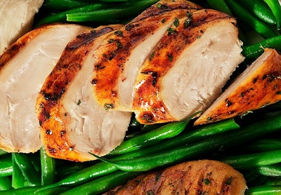 Chicken breasts made from biostructured proteins will eventually be better than the genuine article, their developers believe. (Courtesy Planted)