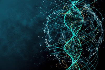 Digital blue DNA texture. Innovation, medicine and technology concept. 3D Rendering