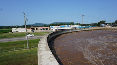 The wastewater treatment facility faces a busy local intersection near Arkansas Highway 7. (Austin Alonzo)