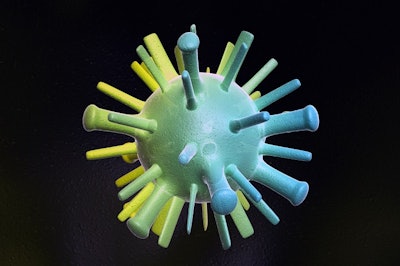 digital illustration of colorful avian flu virus