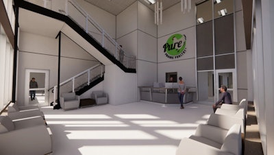 Pure Prairie Poultry is renovating and expanding its facility in Charles City, Iowa. This is a rendering of what the lobby will look like after the renovation is completed.