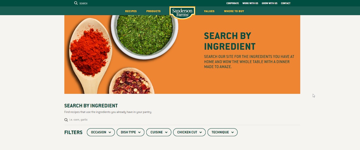 WayneSanderson Farms recipe finder wows chicken consumers