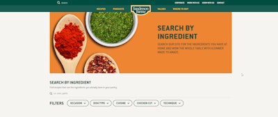 Screenshot of Search by Ingredient tool