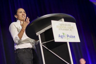 Rep. Charice Davids, R-Kansas, speaks at the Ag Outlook Forum on September 25.