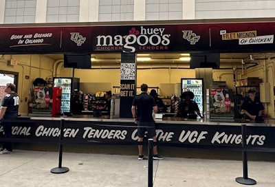 New signage on the University of Central Florida campus proclaims Huey Magoo's as 'The Official Chicken Tenders of the UCF Knights.'