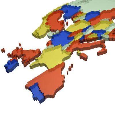 Europe Map 3 D Colorful