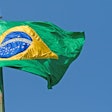 Brazil Flag Waving In Sky