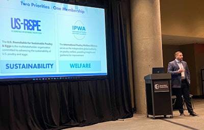 Ryan Bennett, executive director of the U.S. Roundtable for Sustainable Poultry and Eggs, speaks at the 2024 International Production & Processing Expo (IPPE).
