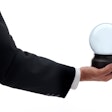 Business Man Holding Crystal Ball