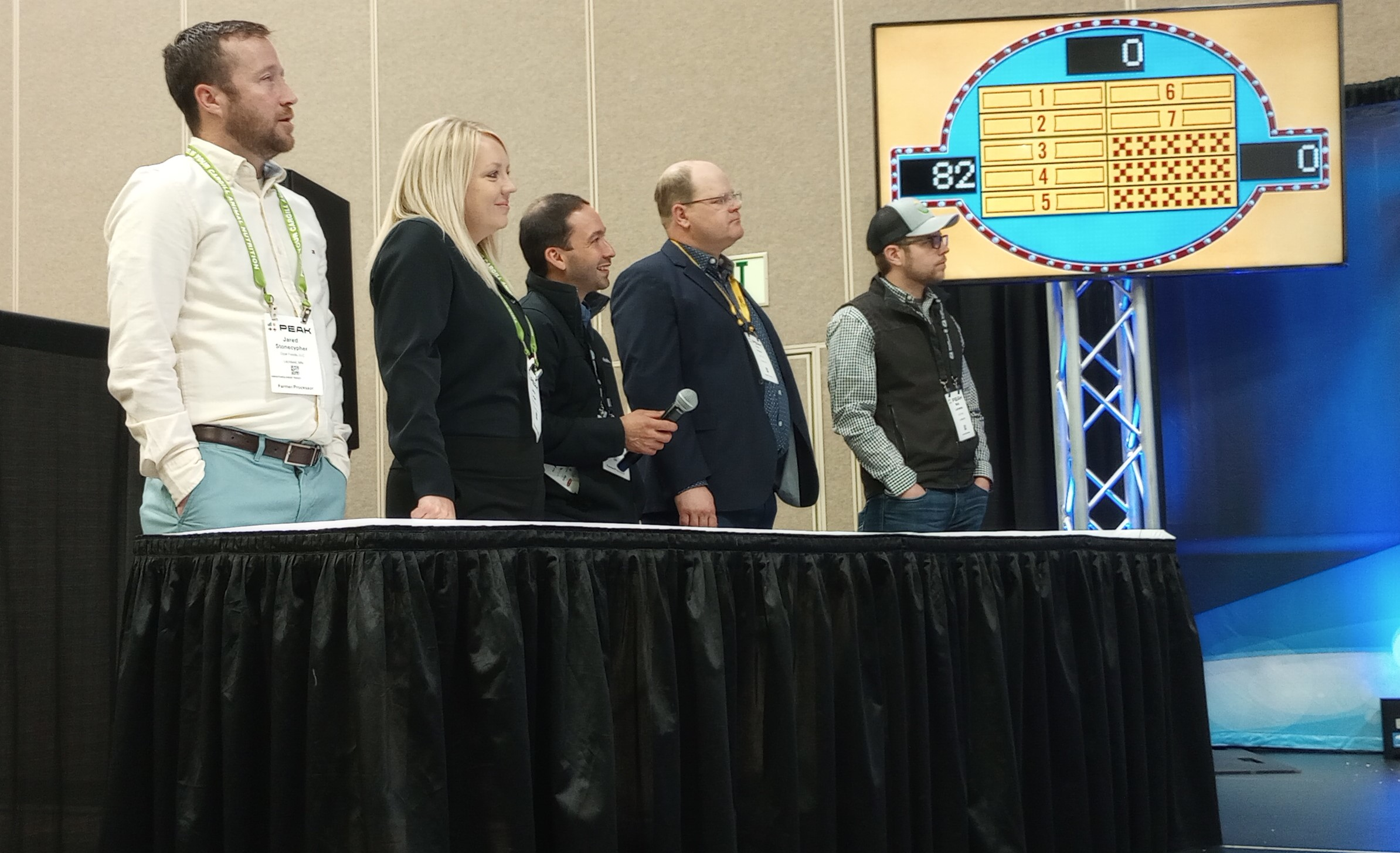 The team called Don't Yolk Around participates in the PEAK Feud game.