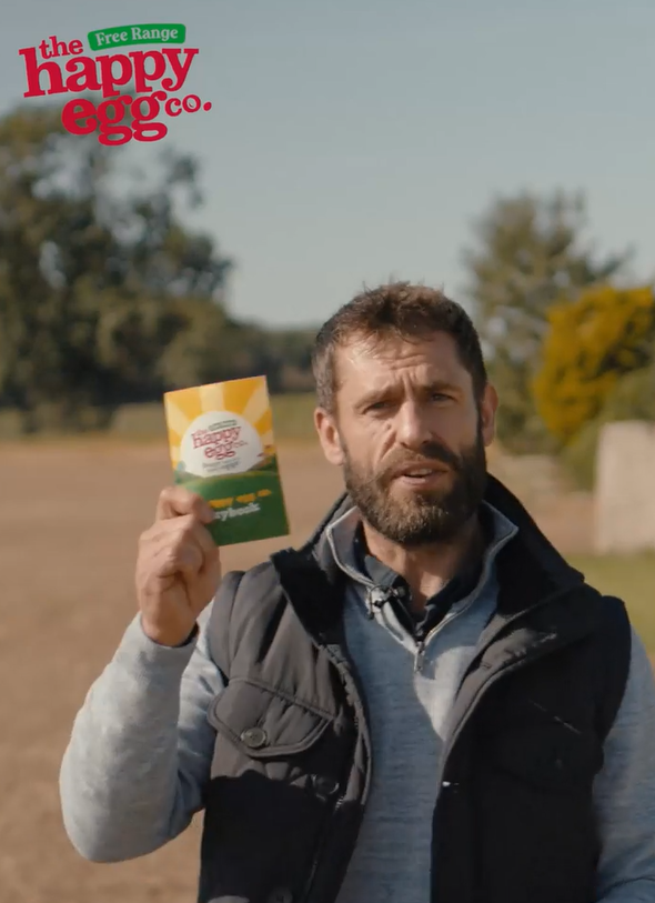 Actor Kelvin Fletcher promotes the happy egg co. Playbook.