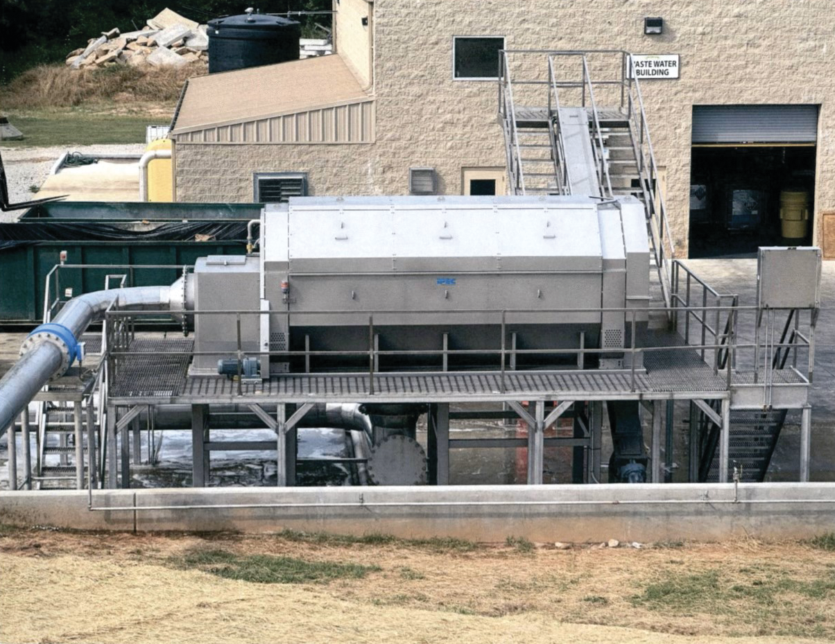 View of the screening, dewatering and containment area upgrades at the John Soules Foods processing plant in Valley, Alabama.