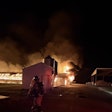 A turkey barn in Olive Township, Michigan, was destroyed by an evening fire.
