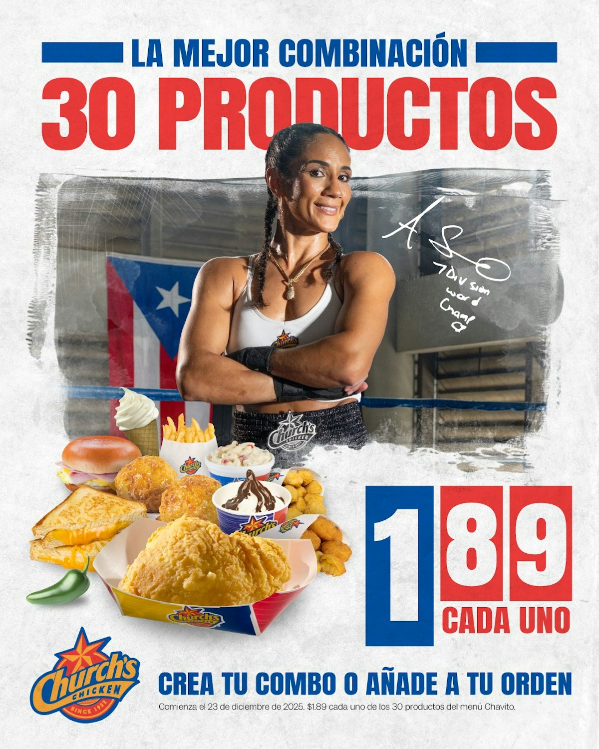 Boxer Amanda Serrano promoting punch of Church’s chicken